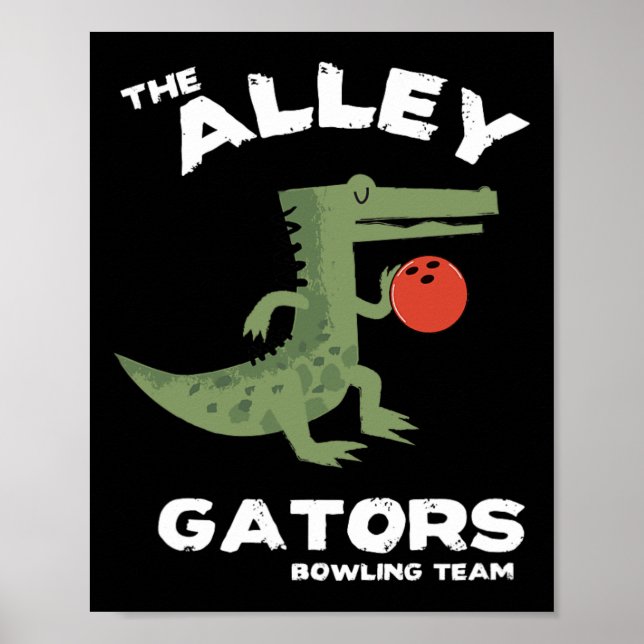 Póster Diseño del equipo de boliche Alley Gators (Frente)