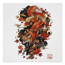 Diseño del espíritu del zorro japonés Kitsune de o