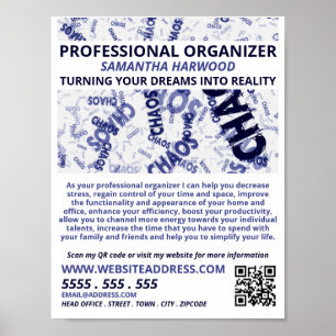 Póster Diseño del lema del caos, organizador profesional