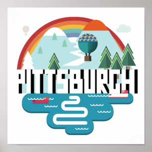 Póster Diseño del paisaje urbano de Pittsburgh,