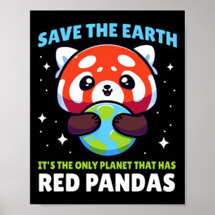 Póster Diseño del panel rojo Save Earth - Divertido Anima