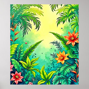 Póster Diseño del paraíso exuberante de la jungla tropica