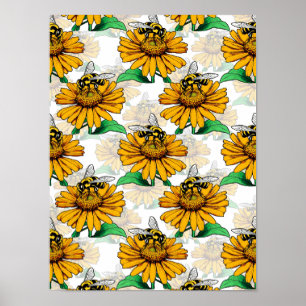 Póster Diseño del patrón de flor de girasol