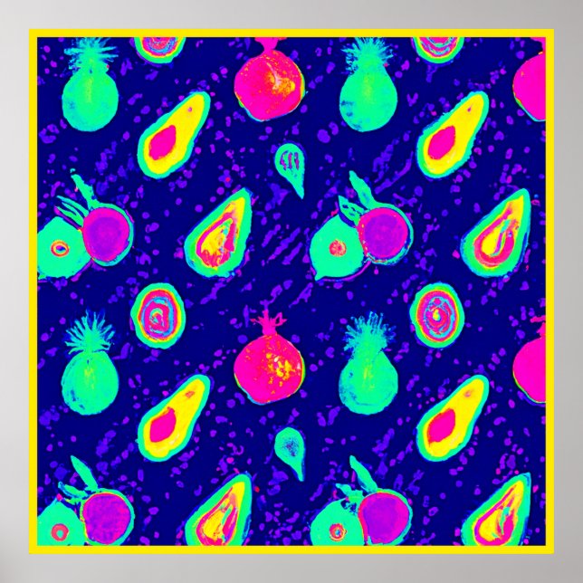 Póster Diseño del patrón de neón vibrante (Frente)