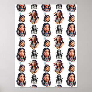 Póster Diseño del patrón de tribu indígena nativo america