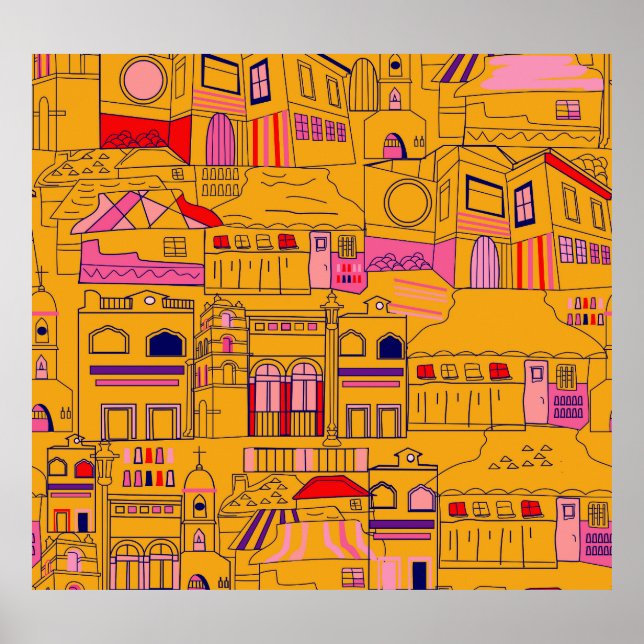 Póster Diseño del patrón mexicano sin foco textil (Frente)