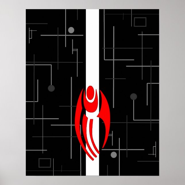 Póster Diseño del suelo abstracto de los ciborgs de IA (Frente)