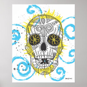 Póster Diseño del tatuaje cómico del derramamiento del az