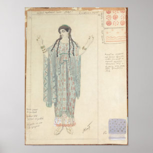 Póster diseño del traje Señora-en-que espera para