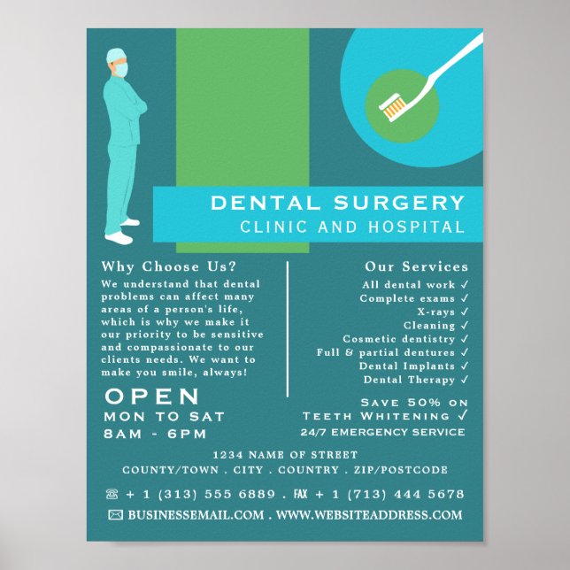 Póster Diseño dentista moderno, odontología, publicidad d (Frente)
