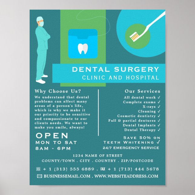 Póster Diseño dentista moderno, odontología, publicidad d (Frente)