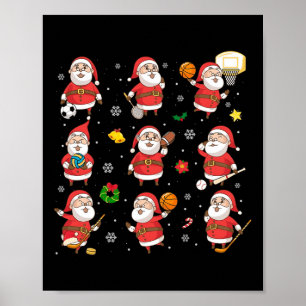 Póster Diseño Deportivo Santa Para Hombres Niño Gracioso 