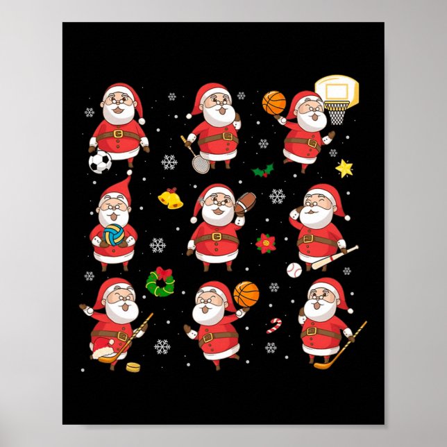 Póster Diseño Deportivo Santa Para Hombres Niño Gracioso  (Frente)