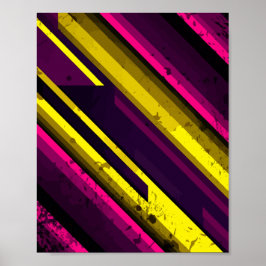 Póster Diseño diagonal grueso amarillo y rosa negrita