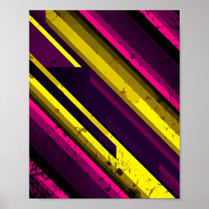 Póster Diseño diagonal grueso amarillo y rosa negrita