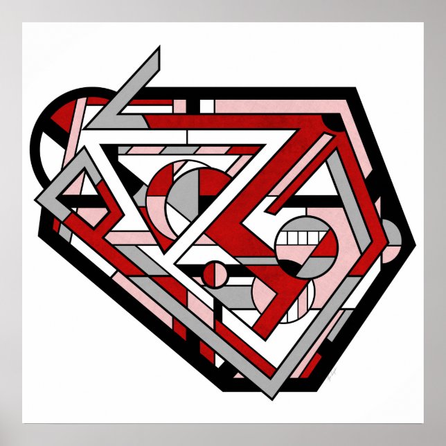 Póster Diseño dinámico de corazón geométrico geométrico y (Frente)