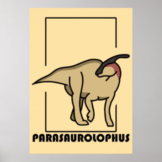 Póster diseño dinosaurio Parasaurolophus