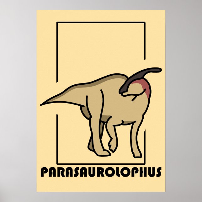 Póster diseño dinosaurio Parasaurolophus (Frente)