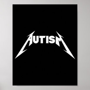 Póster Diseño Divertido Autismo Esqueleto Meme Metal Rock