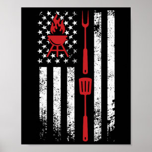 Póster Diseño divertido de BBQ ahumado de carne