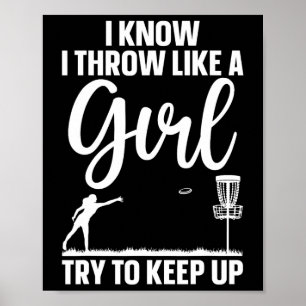 Póster Diseño Divertido de Disc Golf para Chicas Mujeres