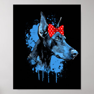Póster Diseño divertido de doberman para amantes de los p