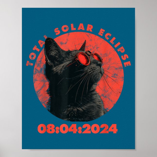 Póster Diseño divertido de eclipse solar total de 2024 Ga (Frente)
