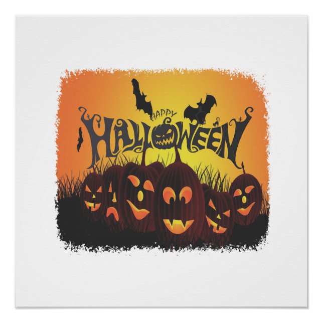 Póster Diseño divertido de feliz Halloween (Anverso)