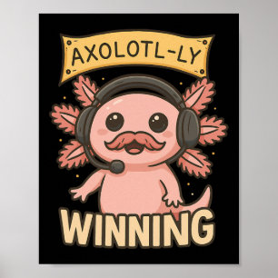 Póster Diseño divertido de jugador ganador de Axolotl par