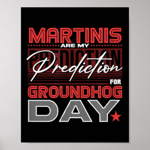 Póster Diseño divertido de Martini del Día de la Marmota