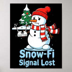 Póster Diseño divertido de Navidad de muñeco de nieve con
