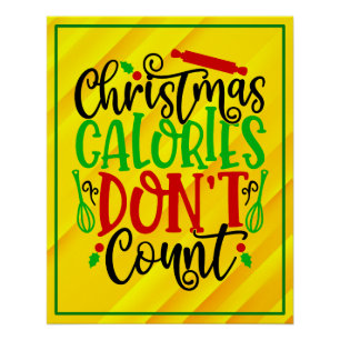 Póster Diseño divertido de Navidad donde las calorías no 