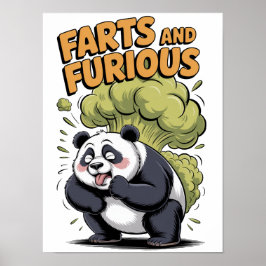 Póster Diseño divertido de panda de dibujos animados en b