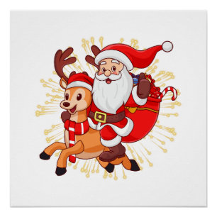 Póster **"Diseño Divertido de Papá Noel – Alegre y Festiv