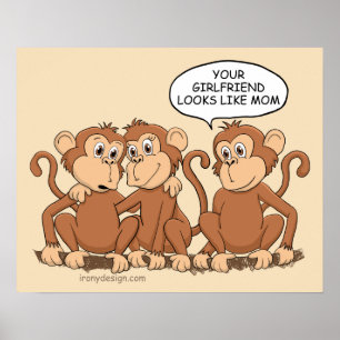 Póster Diseño divertido de Personalizados de mono