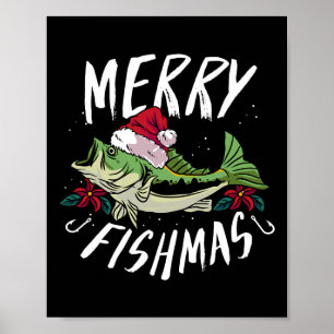 Póster Diseño divertido de pesca con tema de Navidad - Me