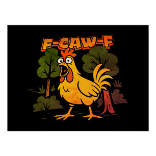 Póster Diseño Divertido de Pollo – Animal de Dibujos Anim