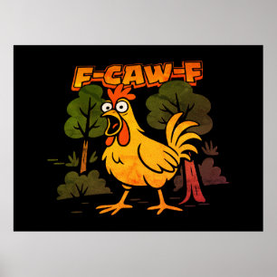 Póster Diseño Divertido de Pollo – Animal de Dibujos Anim