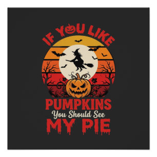 Póster Diseño divertido de tartas de calabazas de Hallowe