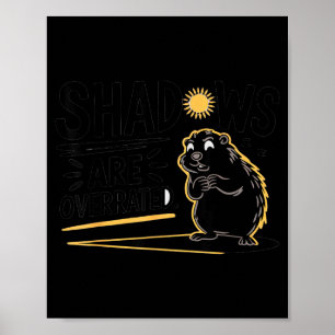 Póster Diseño divertido del Día de la Marmota, las sombra