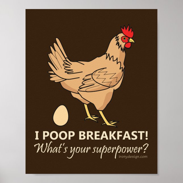 Póster Diseño divertido para el desayuno de pollo poops (Frente)
