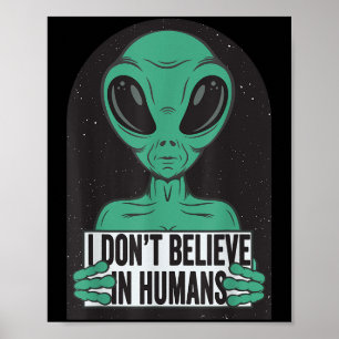 Póster Diseño divertido vintage de ovni alienígena - no c
