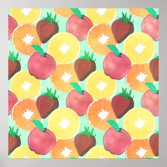 Póster Diseño elegante de frutas de verano coloridas (Frente)