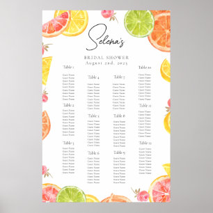 Póster Diseño elegante de la tabla de asientos florales