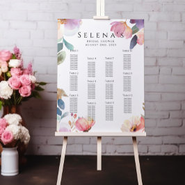 Póster Diseño elegante de la tabla de asientos florales