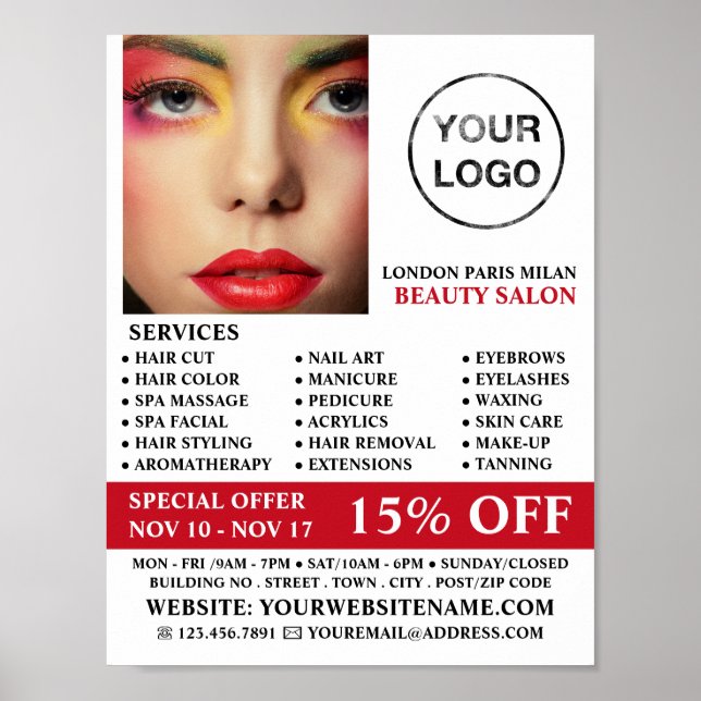 Póster Diseño elegante de maquillaje, esteticista, salón  (Frente)