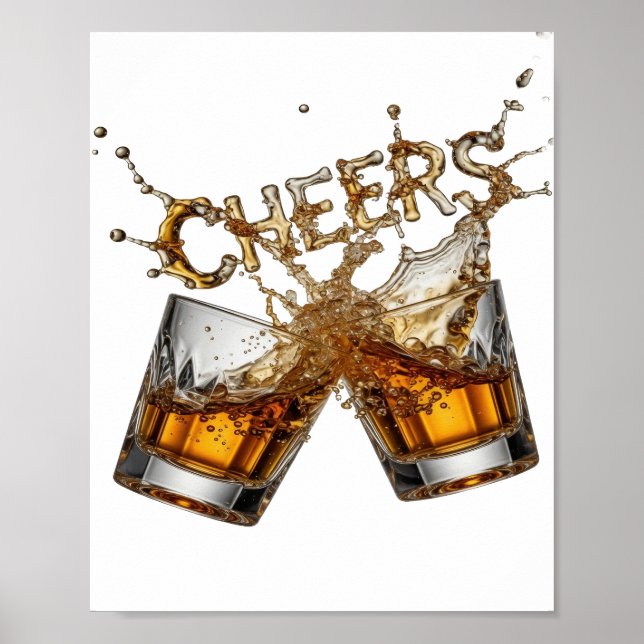 Póster Diseño elegante de oro CHEERS (Frente)