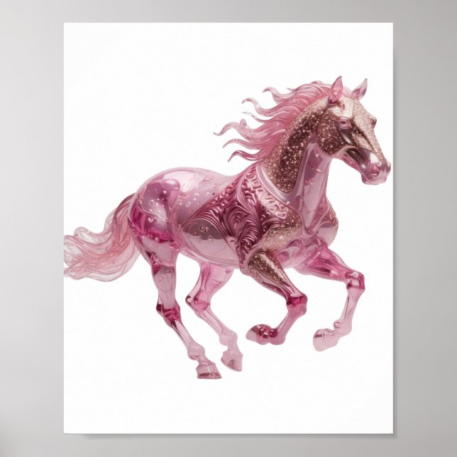 Póster Diseño Emblemático Caballo de Vidrio Rosa (Frente)