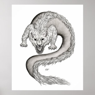 Póster Diseño en blanco y negro de Wolfdragon