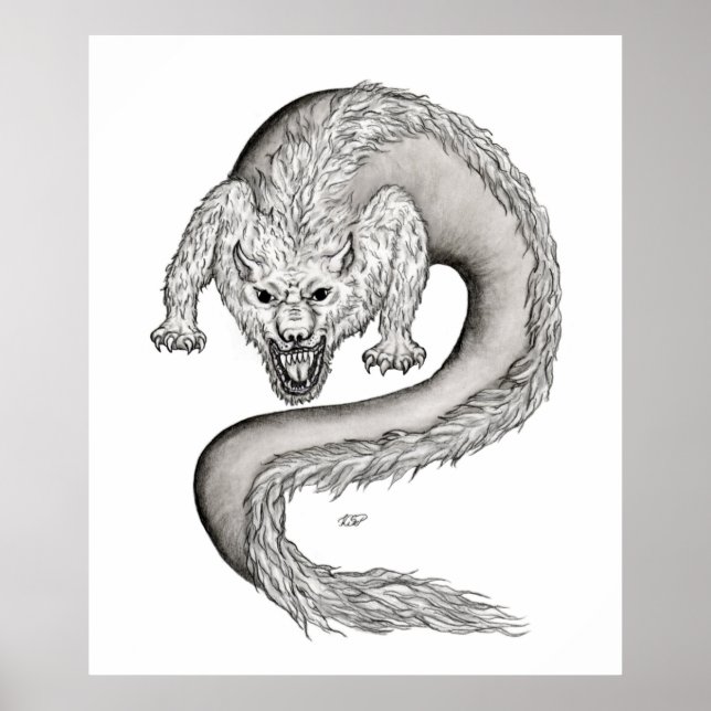 Póster Diseño en blanco y negro de Wolfdragon (Frente)